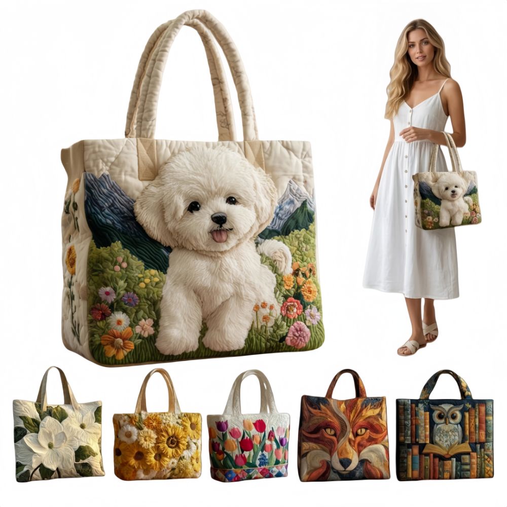 Canvas Tote Designer - Bolso de mano acolchado vintage para