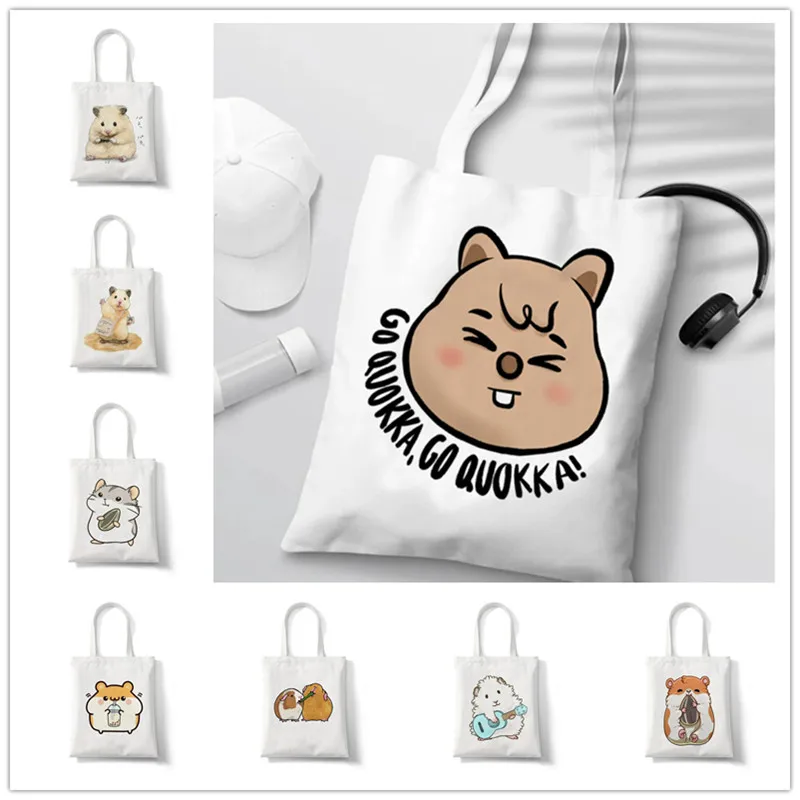 Luxury Bags White - Bolso de lona con estampado Go