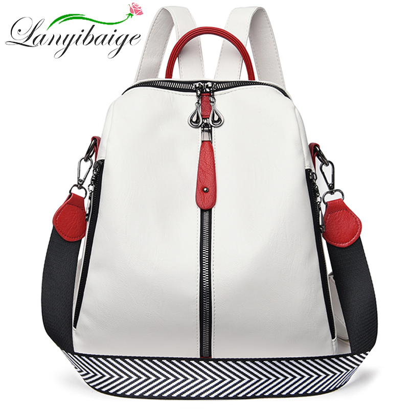 Luxury Bags White - Mochila De cuero suave para mujer,