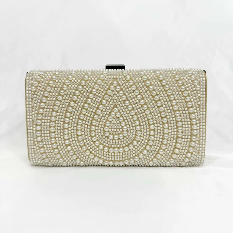 Luxury Bags White - Bolso de mano de perlas blancas