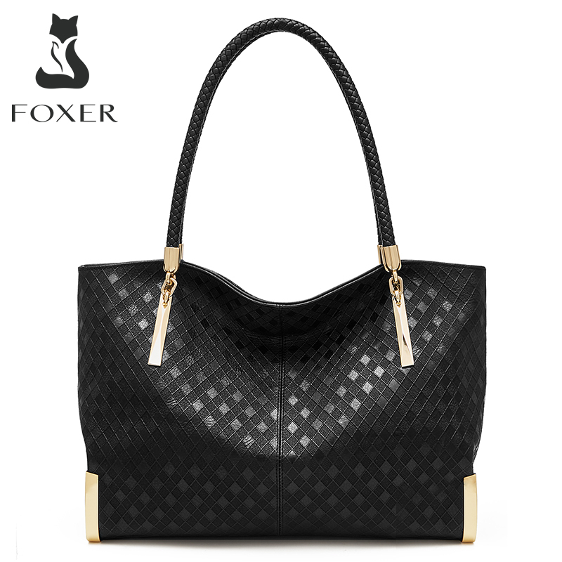 Luxury Bags Best - FOXER-Bolso de mano de cuero genuino