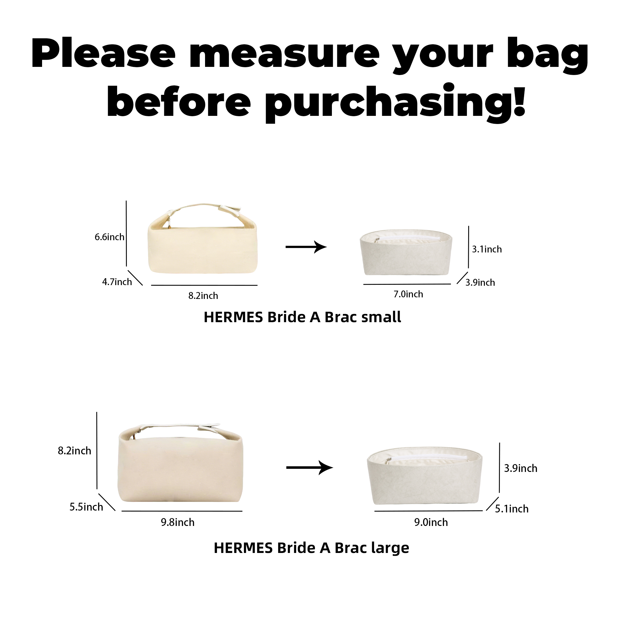 Inserto organizador de bolso l - Luxury Bags Hermes reseña y precio