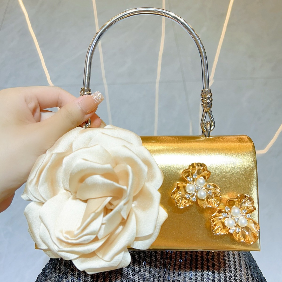 Bolso de mano de lujo con flor - Luxury Bags White reseña y precio