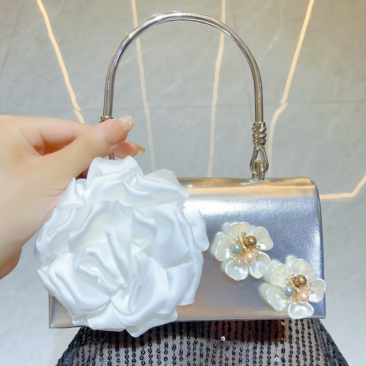 Bolso de mano de lujo con flor - Luxury Bags White reseña y precio