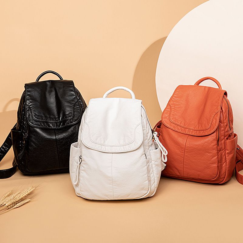 Mochila De Cuero lavado blanco - Luxury Bags White reseña y precio