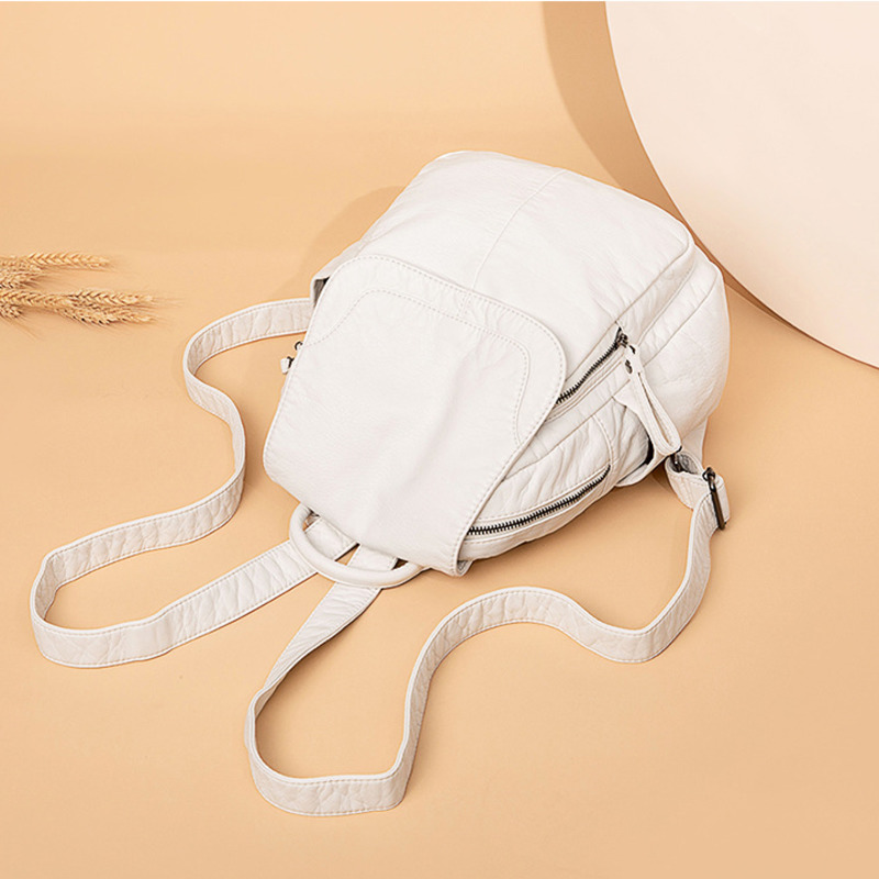 Mochila De Cuero lavado blanco - Luxury Bags White reseña y precio